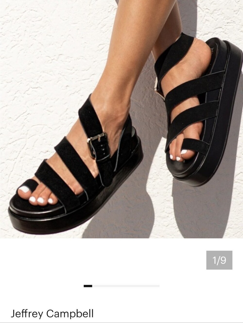 Jeffrey Campbell Black Suede Platform Multi-Strap Sandals